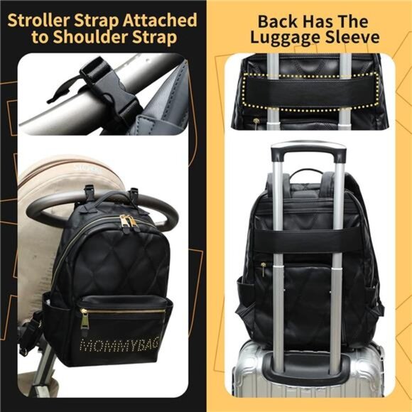 Diaper Bag Backpack Leather, Baby Diaper Bag Backpack,Large Capacity Diaper Bag - Picture 5 of 7